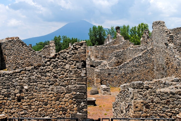 Ruined buildings in Pompeii