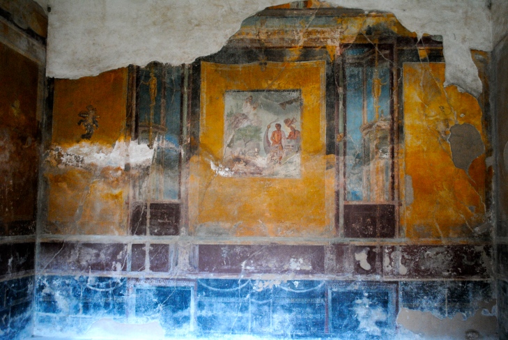 Frescoes found on the walls of houses in Pompeii
